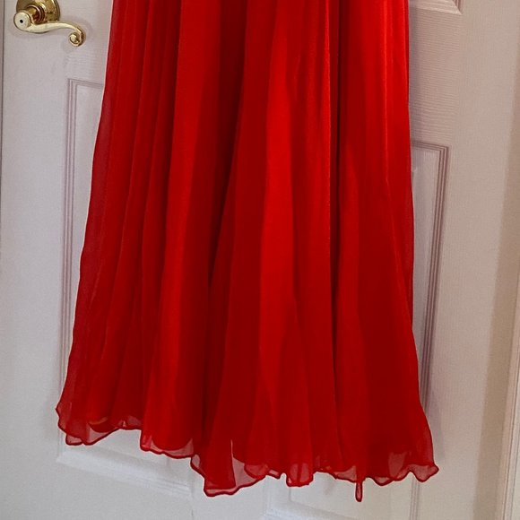 Elegant Red/Orange Silk Wrap Long Dress Size 4 - Picture 12 of 15